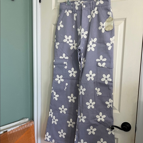 Altar'd State Denim - NWT Altar'd State Purple Pants with White Floral Design